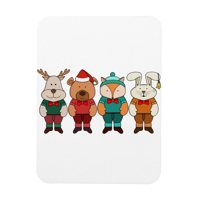 Adorable animals ready for winter crossbody bag magnet (Vertical)