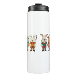 Adorable animals ready for winter thermal tumbler