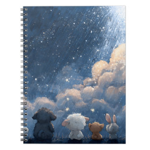 Adorable Animals Watching Shooting Stars Art Notebook