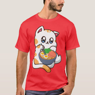 Adorable Anime Kawaii Cat Tshirt Bowl Of Ramen Noo