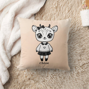 Adorable Antelope Girl - Cute Doodle Design Cushion