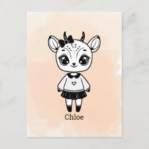 Adorable Antelope Girl - Cute Doodle Design Postcard