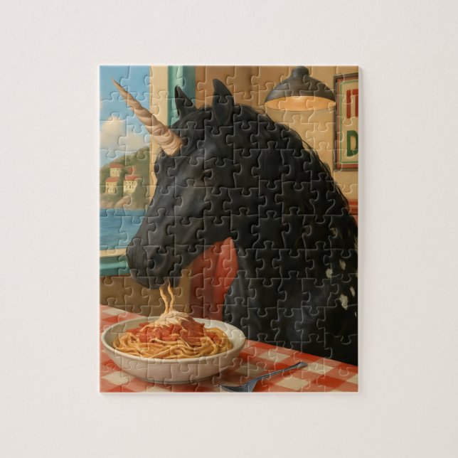 Adorable Appaloosa Unicorn Eating Pasta Jigsaw Puzzle (Vertical)
