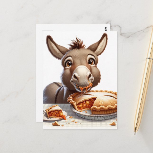 Adorable Apple Pie Donkey Postcard (Front/Back In Situ)