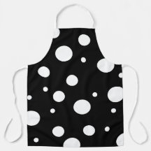 Adorable Apron Black with White Polka Dots