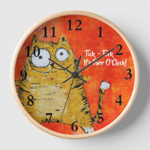 Adorable Artistic Cat Wall Clock! Clock