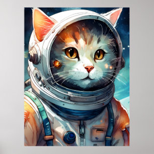 Adorable Astronaut Cat Poster