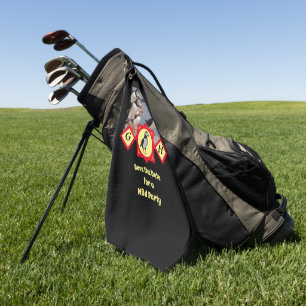 Adorable Atlantic Puffin Cartoon Monogram Photo Golf Towel