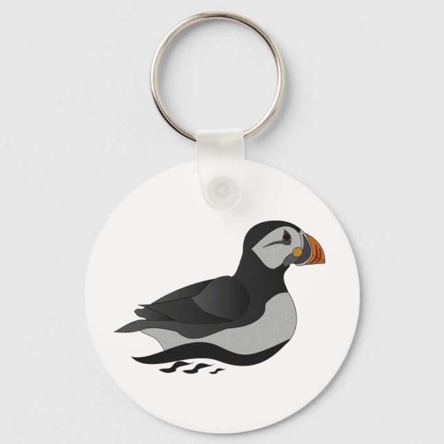 Adorable Atlantic Puffin Swimming Cartoon Key Ring (Front)