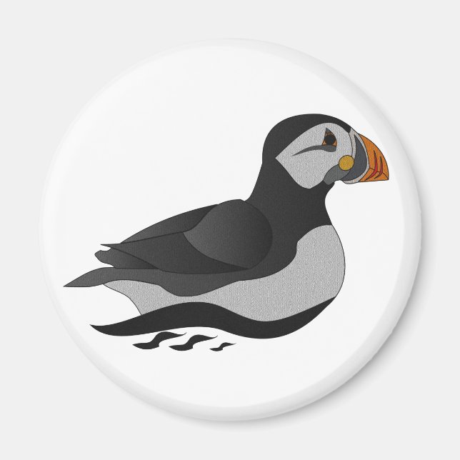 Adorable Atlantic Puffin Swimming Cartoon Magnet (Front)
