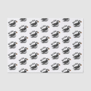 Adorable Atlantic Puffin Swimming Cartoon Tissue Paper