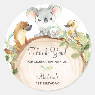 Adorable Australian Animals Koala Thank You Favor Classic Round Sticker