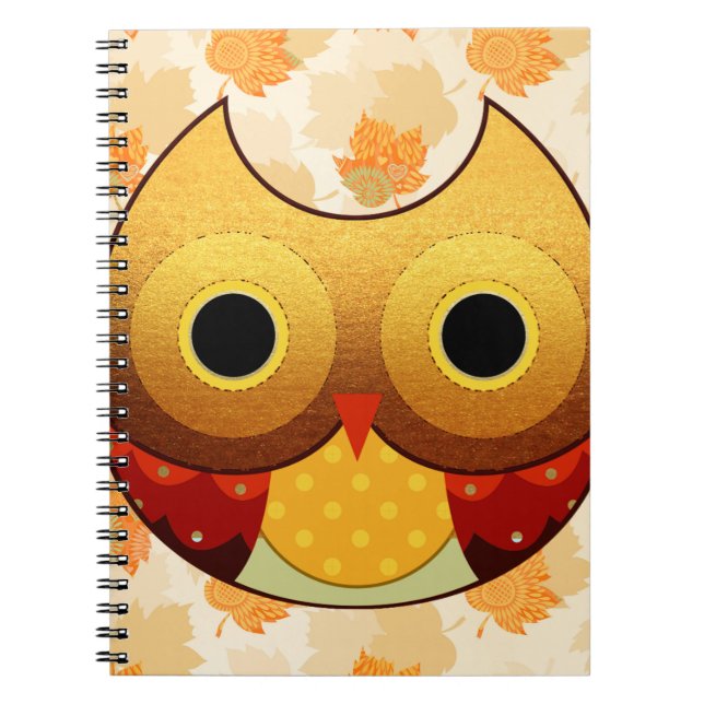 Adorable Autumn Owl Spiral Notebook (Front)
