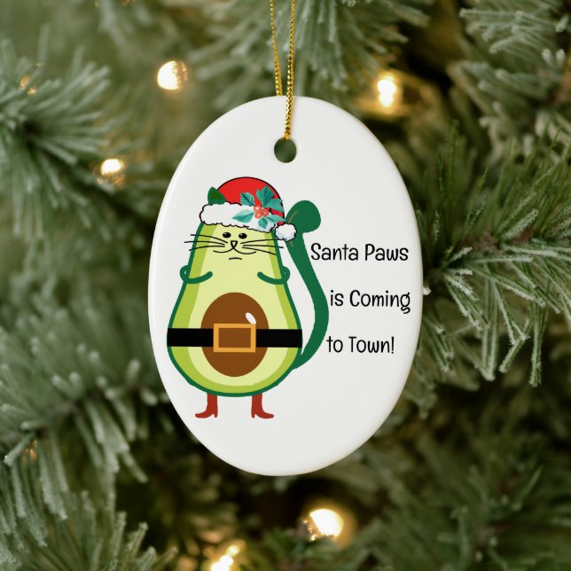 Adorable Avocado Couple Ornament, Customisable  Ceramic Tree Decoration (Tree)