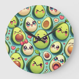 Adorable Avocados Large Clock