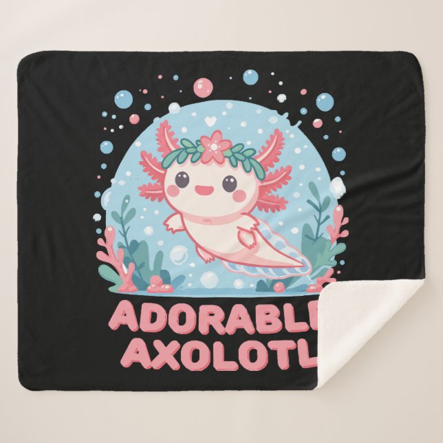 Adorable Axolotl Aquatic Cuteness Sherpa Blanket (Front (Horizontal))