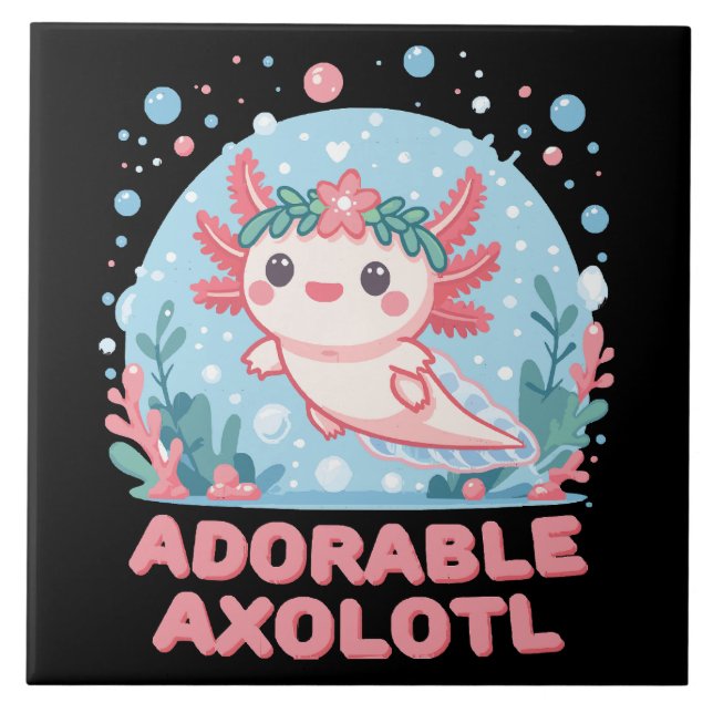 Adorable Axolotl Aquatic Cuteness Tile (Front)