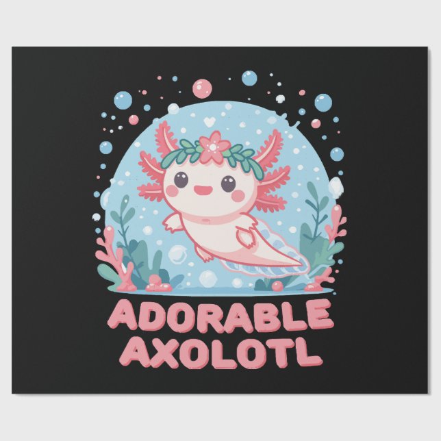 Adorable Axolotl Aquatic Cuteness Wrapping Paper (Flat)