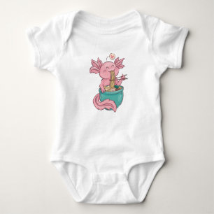 Adorable Axolotl  Eating Ramen Baby Bodysuit