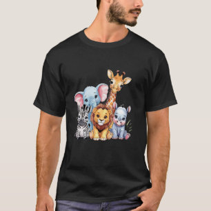 Adorable Baby Animals Jungle Safari Group T-Shirt