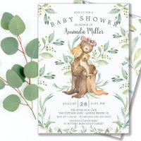 Adorable Baby Bear and Mum Baby Shower Invitation