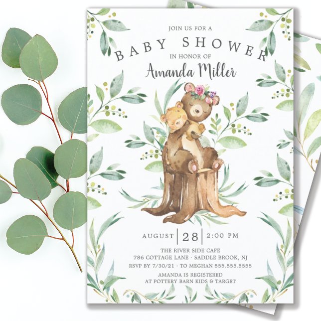 Adorable Baby Bear and Mum Baby Shower Invitation (Creator Uploaded)