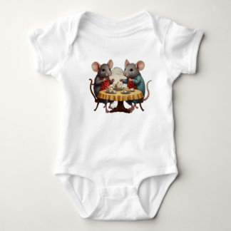 Adorable Baby Bodysuit Featuring Mice Enjoying Bre