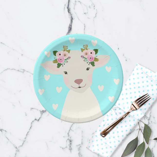 Adorable Baby Boho Chic Easter Lamb Paper Plate (Creator Uploaded)