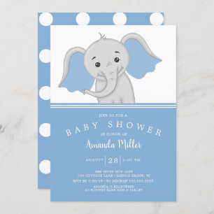 Adorable Baby Boy Elephant Baby Shower Invitation