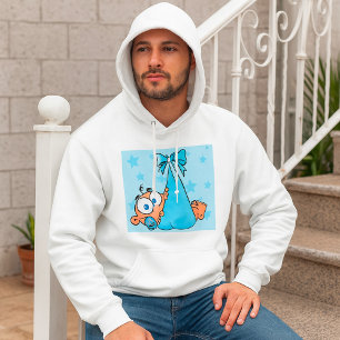 Adorable Baby Boy with Pacifier in a Sling  Hoodie