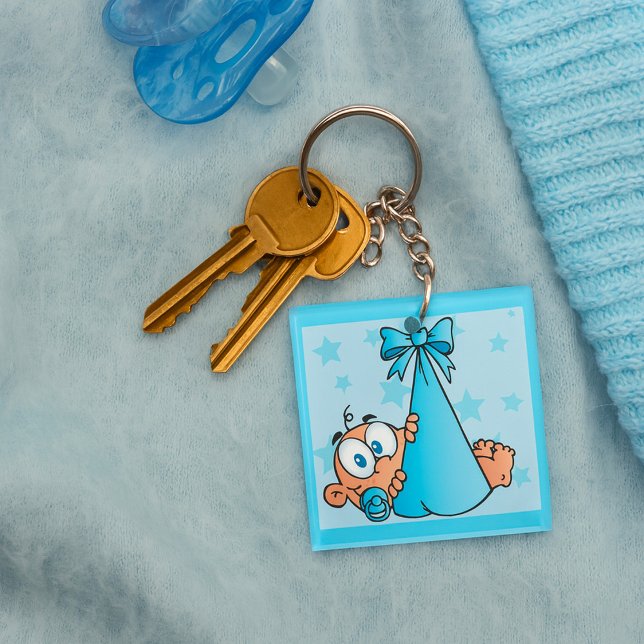 Adorable Baby Boy with Pacifier in a Sling  Key Ring (Creator Uploaded)
