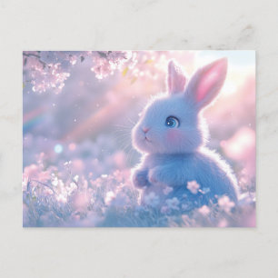 Adorable Baby Bunny in a Field of Flowers Postcard