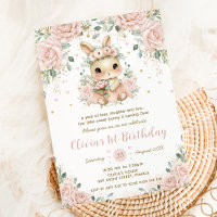 Adorable Baby Bunny Rabbit Blush 1st 2nd Birthday