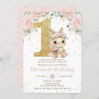 Adorable Baby Bunny Rabbit Blush 1st Birthday One 