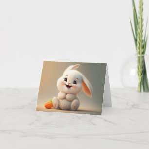 Adorable Baby Bunny Rabbit Women Girls Cute Easter Thank You Card