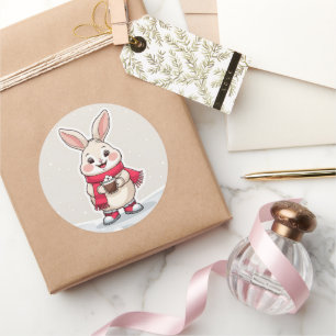 adorable baby bunny with a red scarf sticker
