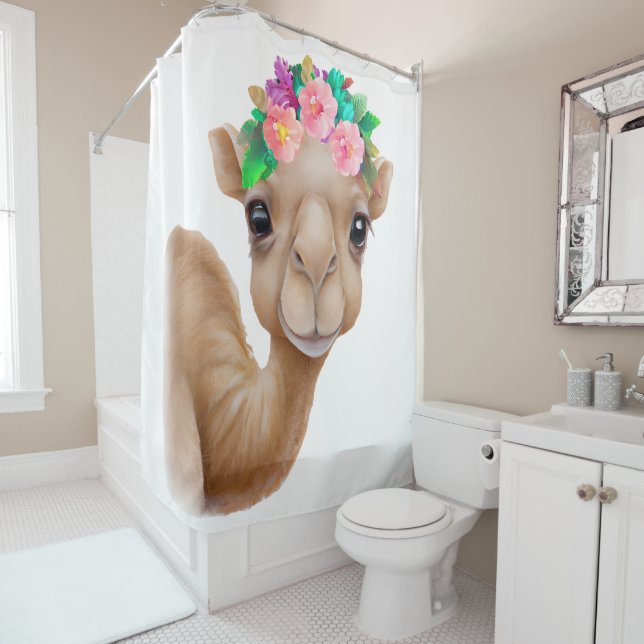 Adorable Baby Camel Shower Curtain (In Situ)