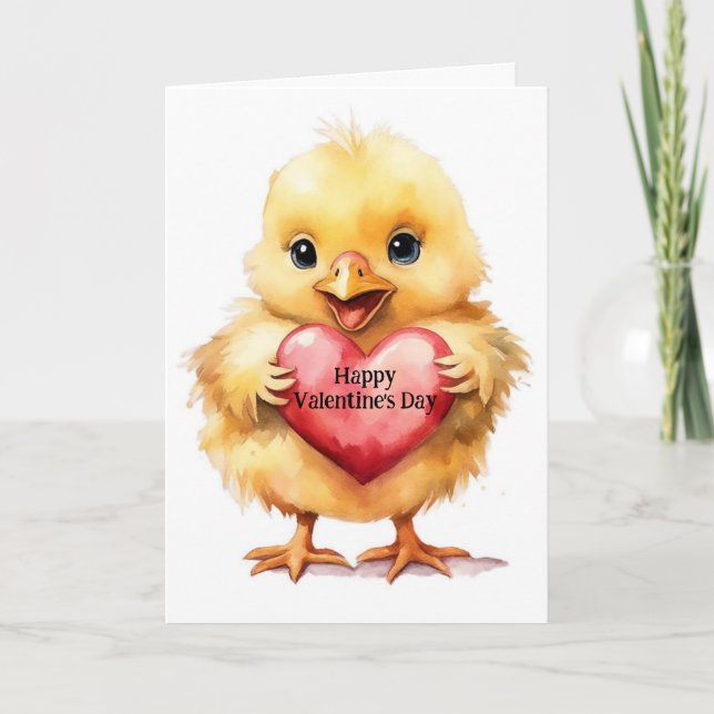 Adorable Baby Chick Valentine's Day Card (Front)