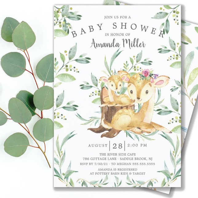 Adorable Baby Deer and Mum Baby Shower Invitation (Creator Uploaded)