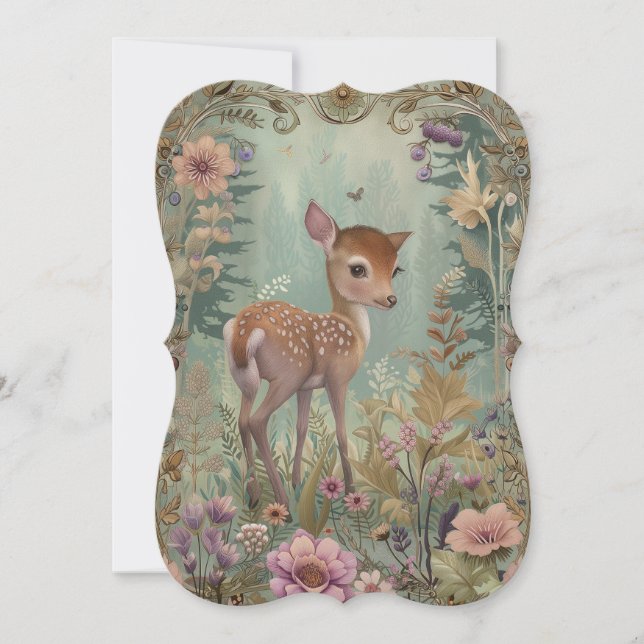 Adorable Baby Deer Birth Announcement (Front)