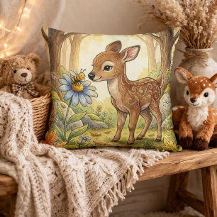 Adorable Baby Deer Fawn Forest Animals Cushion