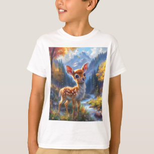 Adorable Baby Deer in an Enchanted Forest T-Shirt