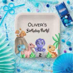 Adorable Baby Dinosaurs Birthday Party Paper Plate