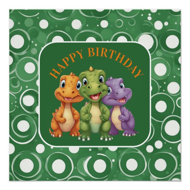 Adorable Baby Dinosaur's Party Poster (Front)