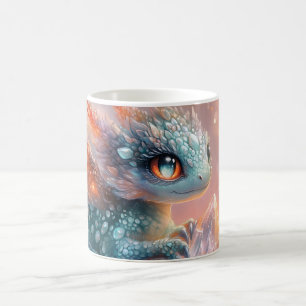 Adorable Baby Dragon with Crystal Gem: Fantasy Art Coffee Mug