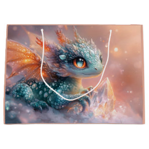 Adorable Baby Dragon with Crystal Gem: Fantasy Art Large Gift Bag