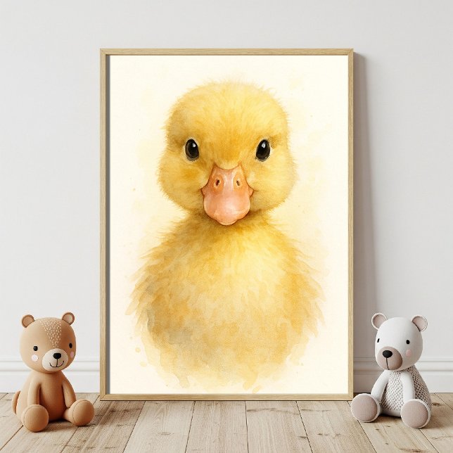 Adorable Baby Duckling Watercolor Portrait Poster (Creator Uploaded)