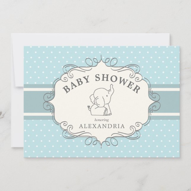 Adorable Baby Elephant | Baby Shower Invitation (Front)