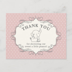 Adorable Baby Elephant Baby Shower Thank You Postcard