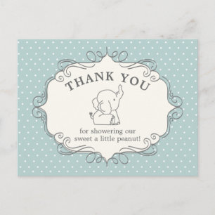 Adorable Baby Elephant   Baby Shower Thank You Postcard